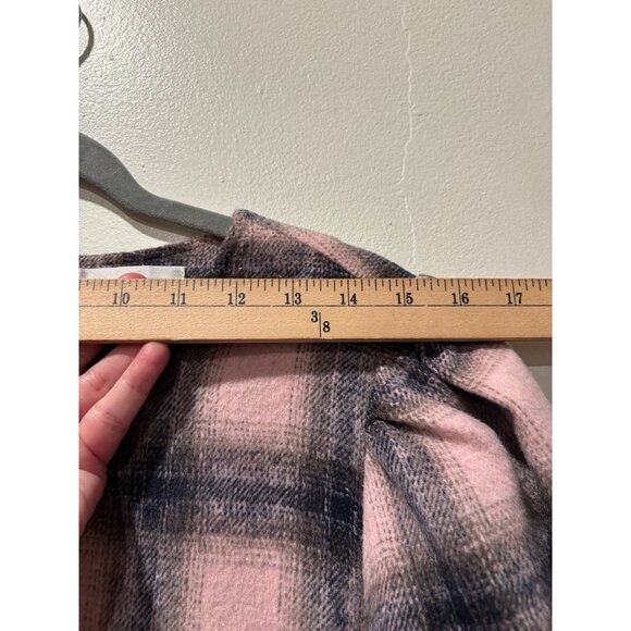 Pink & Gray Plaid Puff Sleeve Mini Dress By Toccin X RTR Size 12 Blend Fabric - Picture 9 of 12